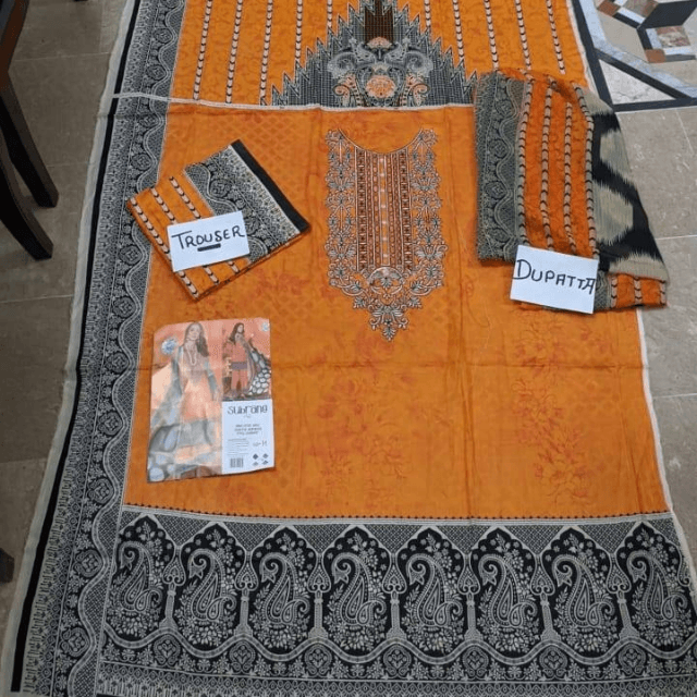 Subrang 3 Piece Suit / Orange Printed